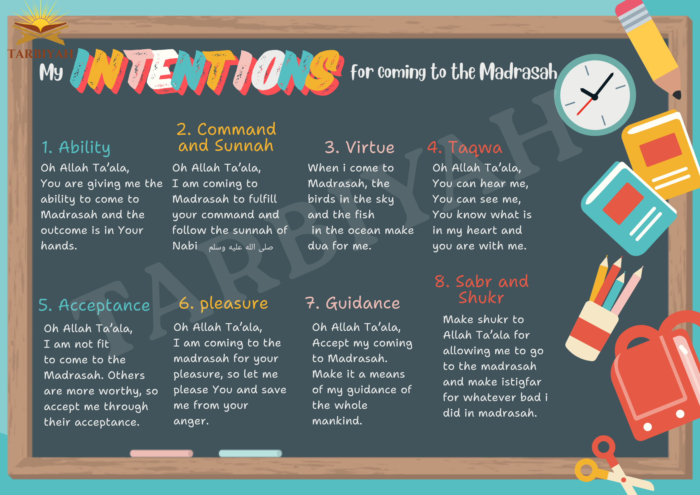 My intentions for going to the Madrasah